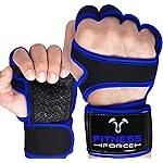 FITNESS FORCE Ventilated Weightlifting Gloves Workout Gloves for Men & Women with Built-in Wrist Wraps Fingerless Gym Gloves for Men Perfect for Exercise Fitness, Weight Lifting, Cross Training