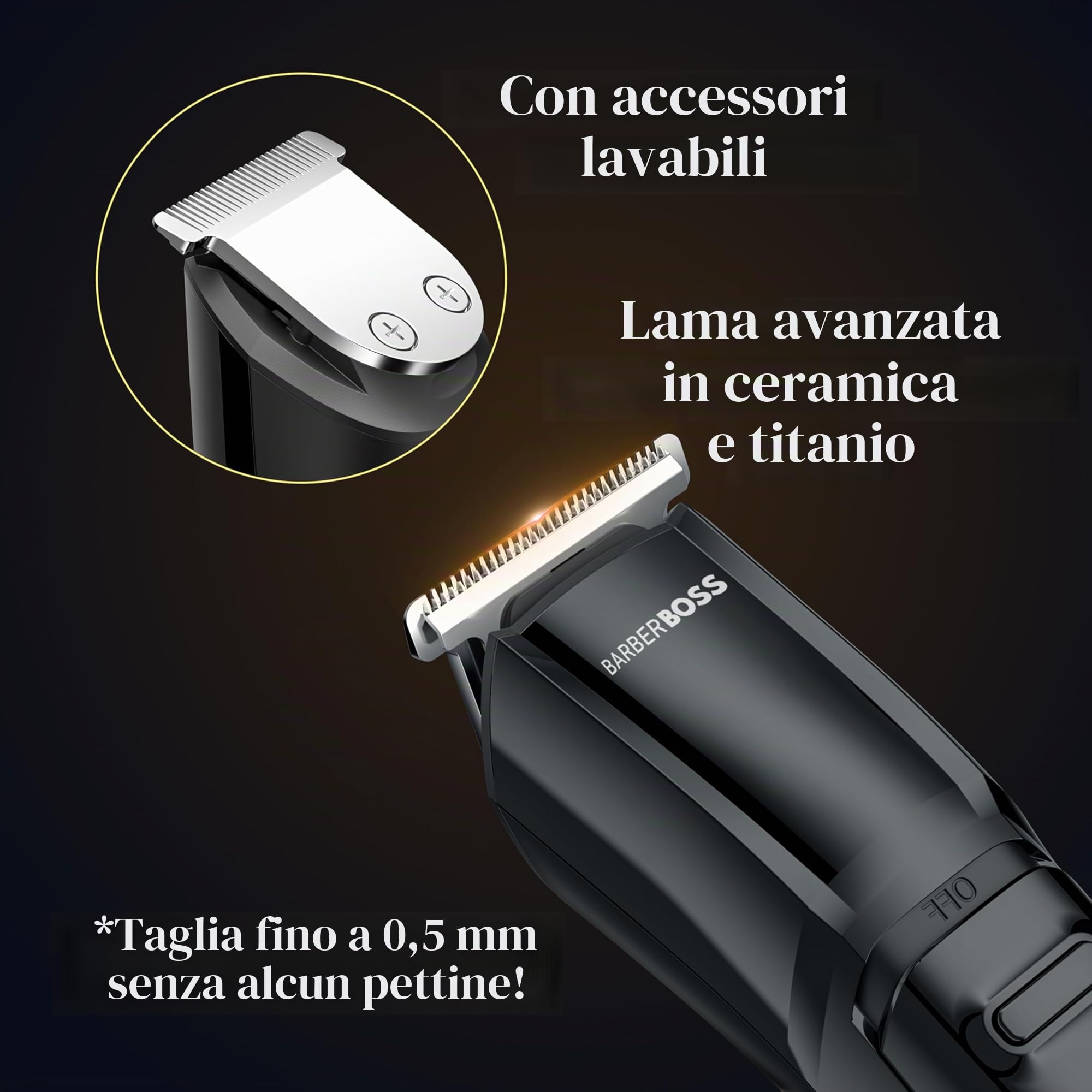 Barberboss Regolabarba da uomo, tagliacapelli versatile per tagli di precisione, kit completo per la toelettatura degli uomini, strumento per lo styling di capelli e barba, kit wireless per taglio di