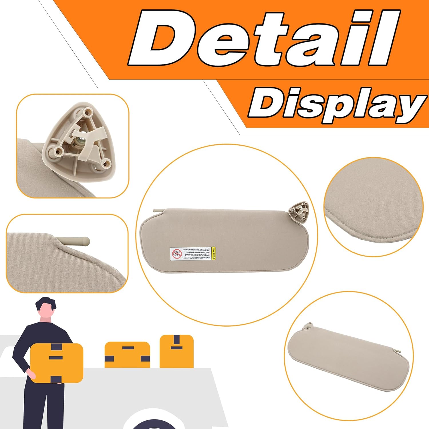 Left Driver & Right Passenger Side Sun Visor Gray Compatible with Chevy Express GMC Savana 1500 2500 3500 4500 1999-2019, Replaces# 84054688 84054695 20883004 25999923