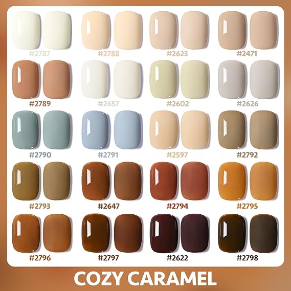 GAOY 23 Pcs Gel Nail Polish Kit - White, Blue, Brown Colors - All Seasons Gel Nail Polish Set with Glossy & Matte Top Coat and Base Coat for Nail Art DIY Kit