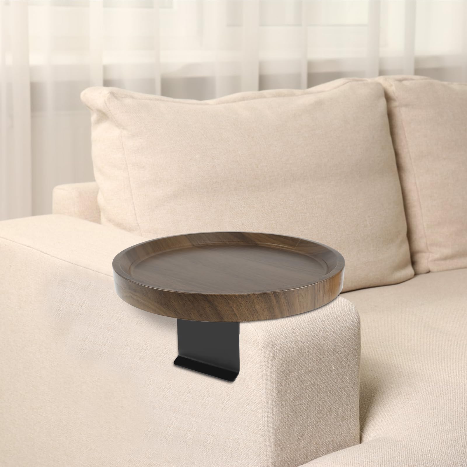 Sofa Arm Tray Wooden Couch Armrest Tray Sofa Armrest Side Table Organiser Couch Arm Rest Protector Space Saving for Drinks Snack Phone Magazine Remote(Walnut)