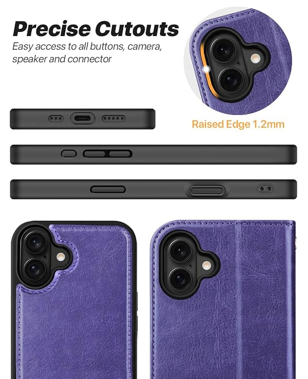 OCASE Compatible with iPhone 17 Case Wallet with Card Holders Magnetic Detachable 2 in 1 Flip PU Leather Phone Case Cover Folio RFID Blocking Kickstand for 6.3 Inch iPhone 17-Purple by OCASE - Image 8