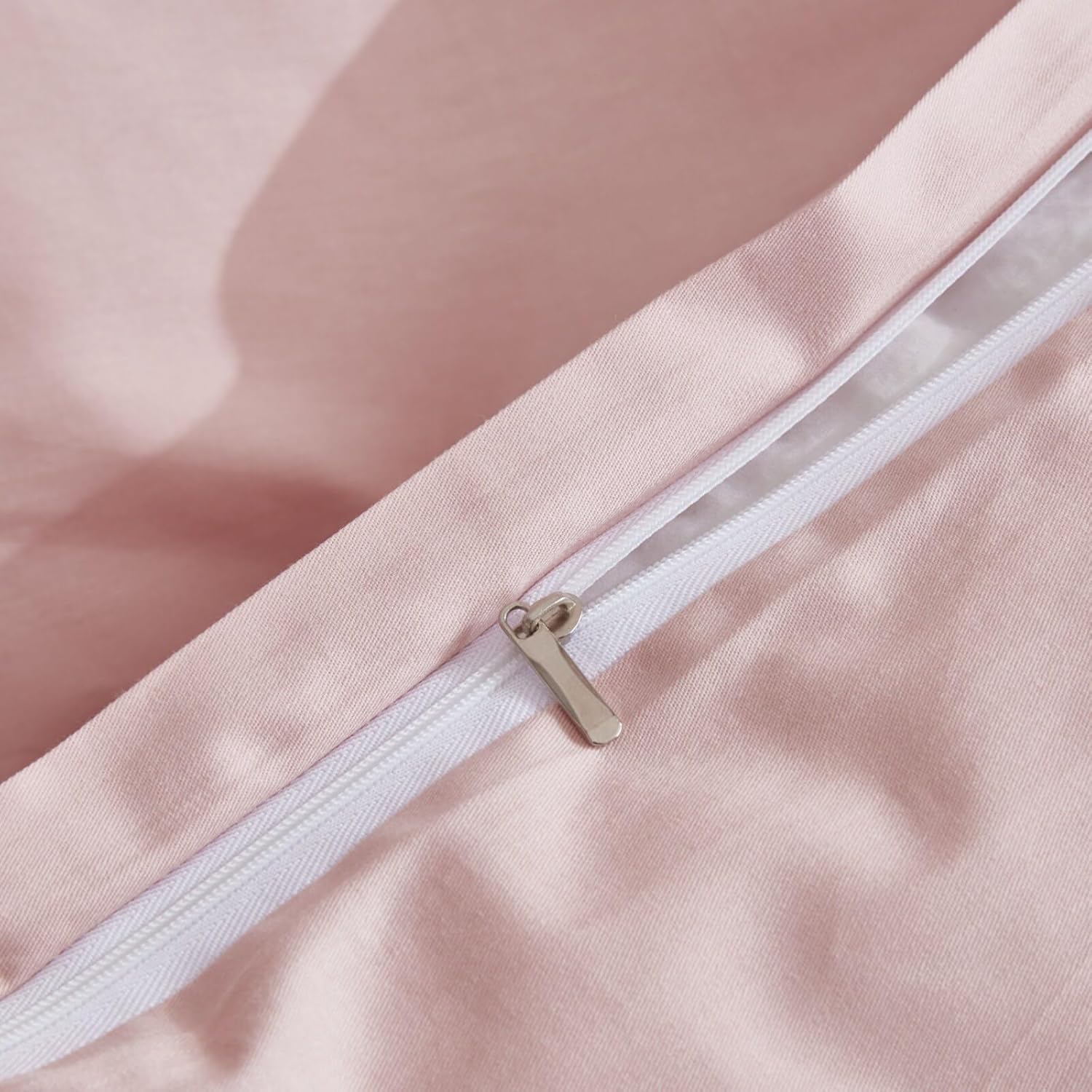 Blush Pink Cotton Duvet Cover Set Queen Size, 100% Combed Cotton Percale Bedding, Soft Breathable Plain Weave Comforter Cover with 2 Pillowcases, Minimalist Neutral Bedroom Decor for All Season