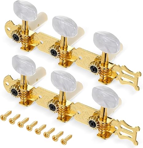 1 Pair Classical Guitar Tuners, Guitar Tuner Pegs, 3L3R Classical Acoustic Tuners Machine Heads Keys Part Parts Accessories, Gold