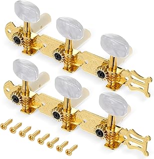 1 Pair Classical Guitar Tuners, Guitar Tuner Pegs, 3L3R Classical Acoustic Tuners Machine Heads Keys Part Parts Accessories, Gold