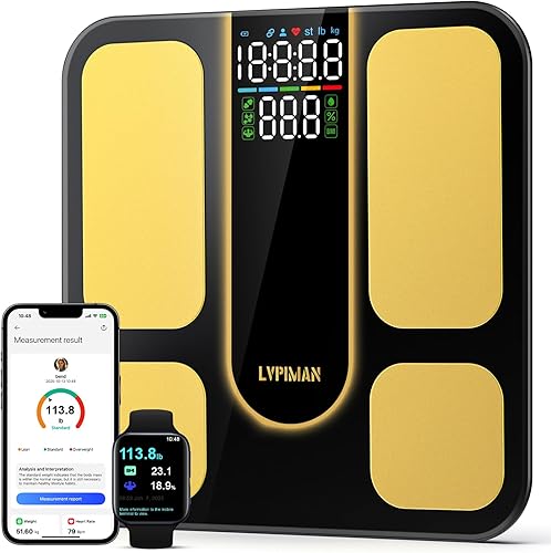 LVPIMAN Professional Smart Scale for Body Weight, BMI, Body Fat, Muscle Mass, Hi