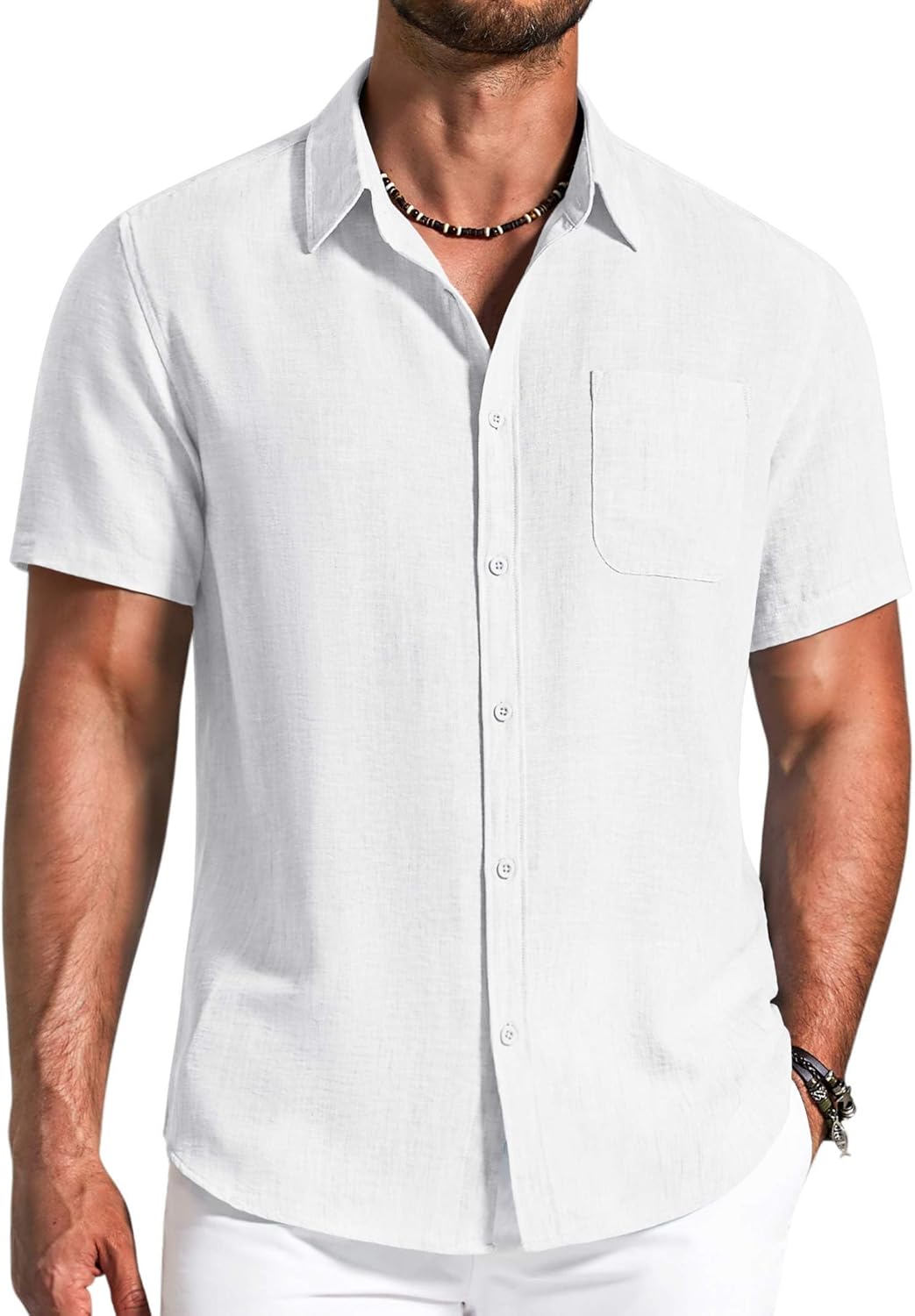 COOFANDY Men's Button Down Shirts Short Sleeve Casual Shirt Summer Beach Textured Shirts
