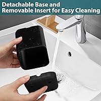 Vista 2 de Boperzi Portacepillos de dientes negros para baño, soporte eléctrico para cepillos de dientes con divisor de bambú, cepillo de dientes