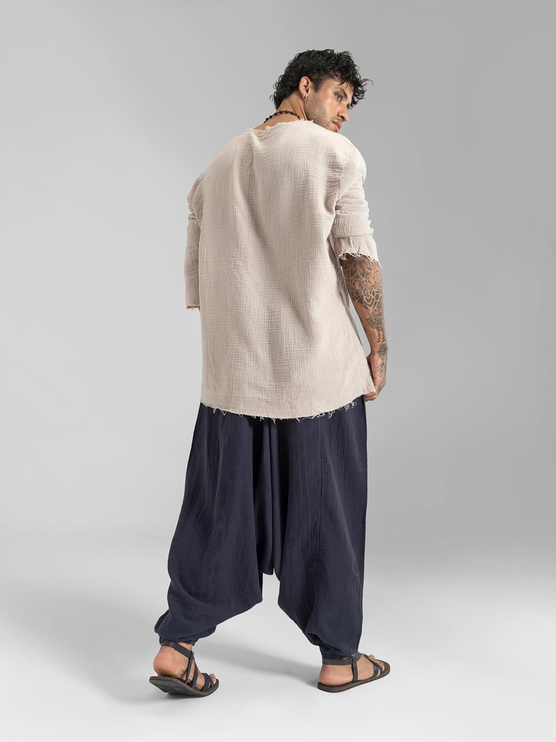 The Veshti Company Men's Goa Groove Harem Pants | Cotton Boho Joggers - Relaxed Fit - Yoga, Dance, & Travel - Image 6