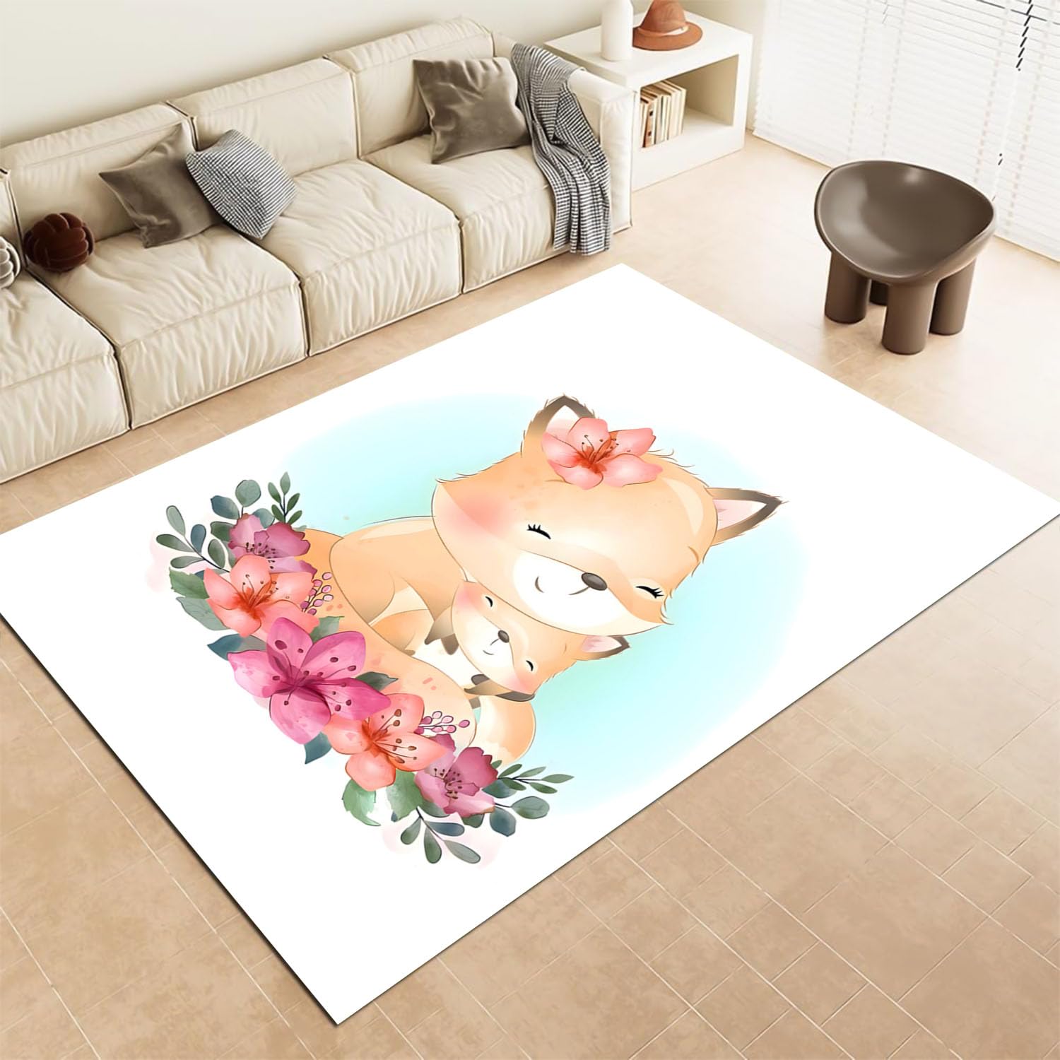 Tapis de salon 160 x 230 cm renard tapis chambre enfant mixte