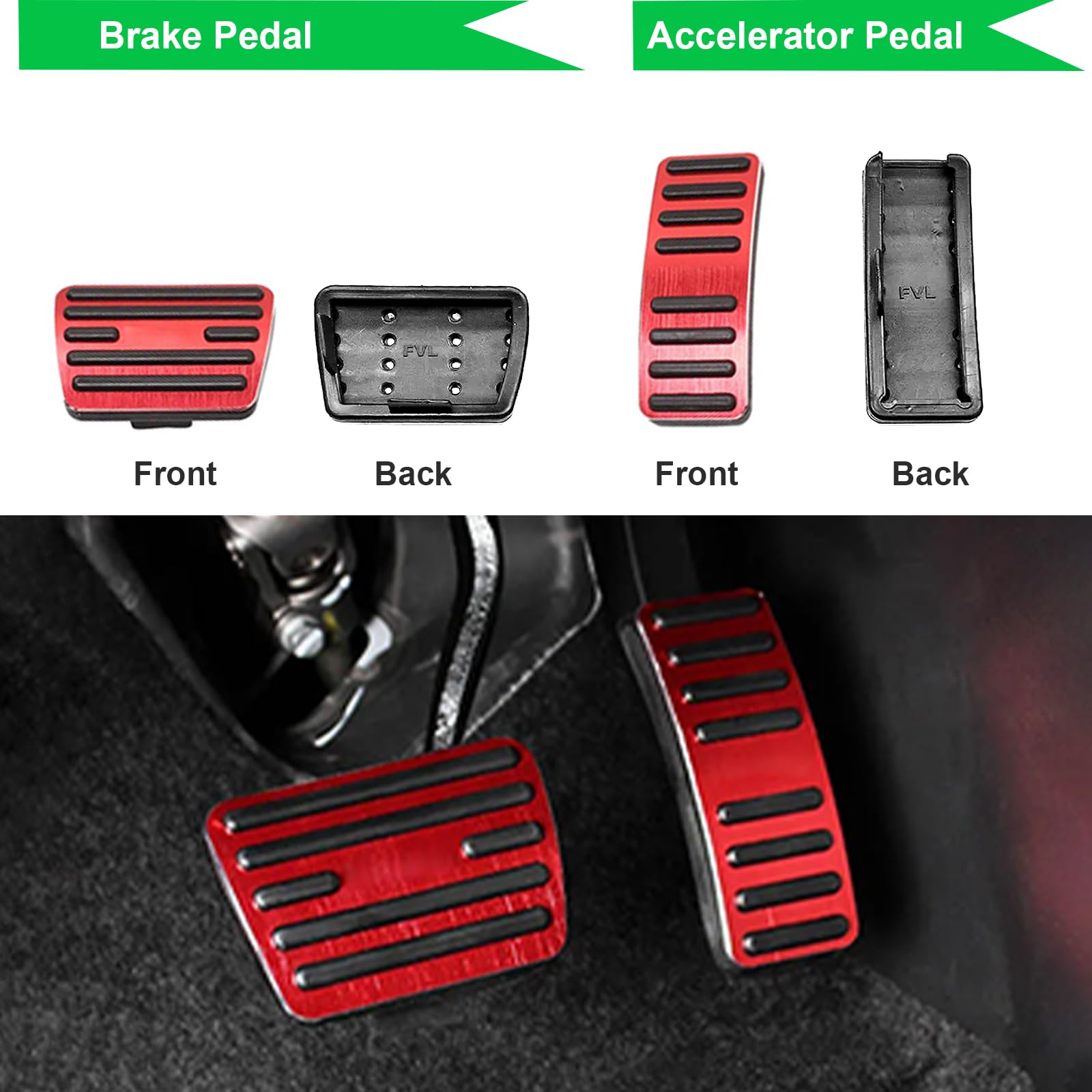 Pédales Voiture Pour Hummer H2 SUV 2003-2004 - Kit 3 Pièces Rouge, Antidérapant, Facile à Monter - 4