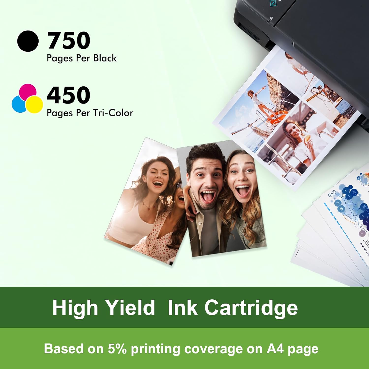 CRIPY 63XL Ink Cartridges Combo Pack Compatible for HP 63 63XL, Works for HP OfficeJet 3830 4650 5200 Envy 4510 4512 4520 DeskJet 1112 2130 3630 Printers (63XL Ink 2 Pack)