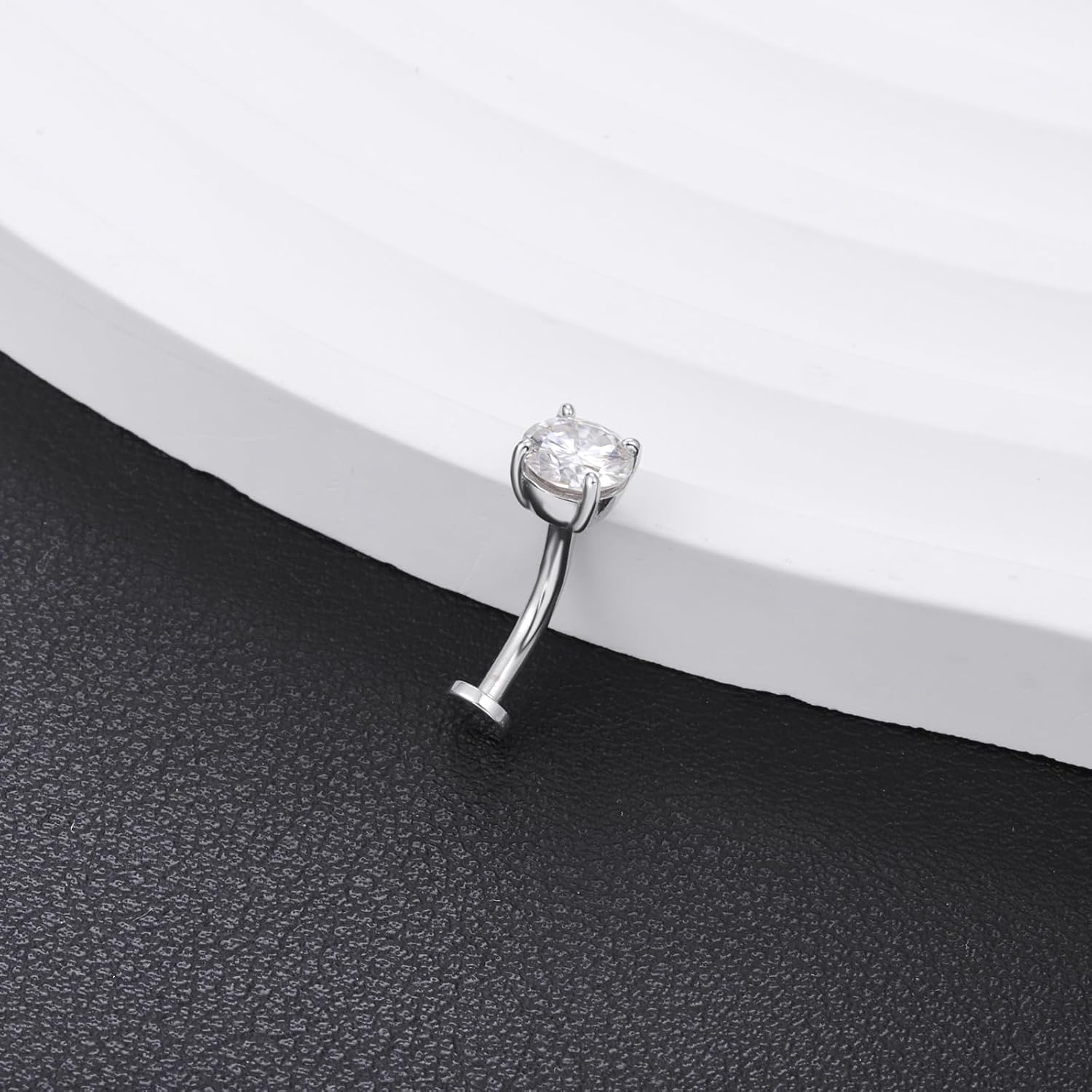 14G Moissanite Floating Belly Button Ring - 925 Sterling Silver 0.8ct Moissanite Flat Back Navel Ring Internally Threaded Body Piercing Jewelry Summer for Women 6mm