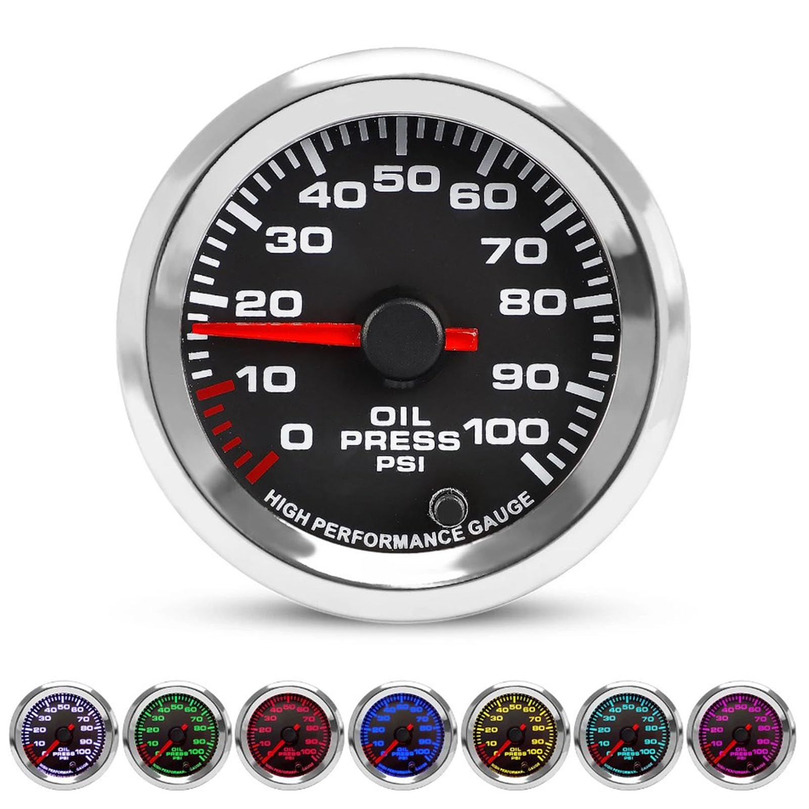 Manometro Olio, 52mm 0-100 PSI Misuratore di Pressione Olio Motore con Motore Passo-Passo per Monitoraggio Cruscotto Yacht RV Auto 12V