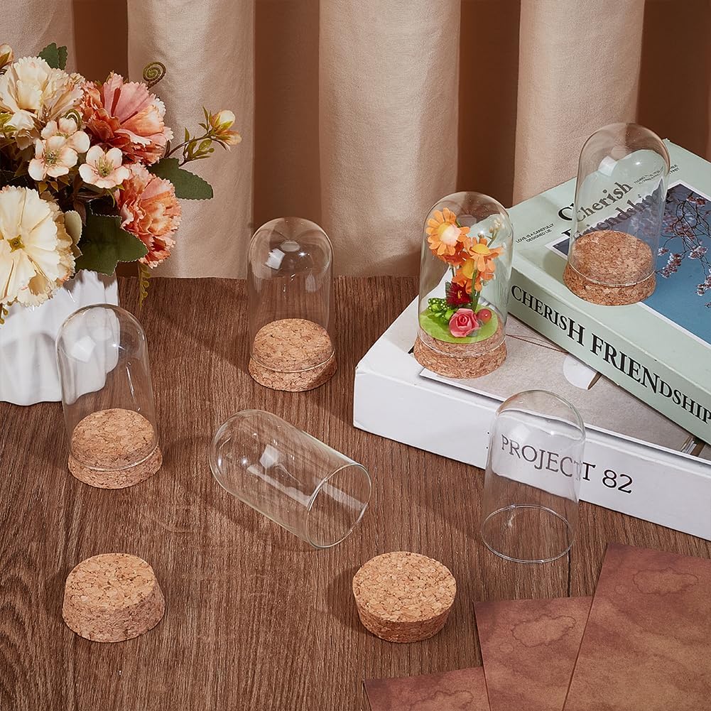 BENECREAT 20Pcs Dome Decorative Jars, 3.5x1.8 Inch Glass Display Dome Cloche Glass Bell Jar with Cork Base for Flower Storage, Specimens, Crafts Decorations