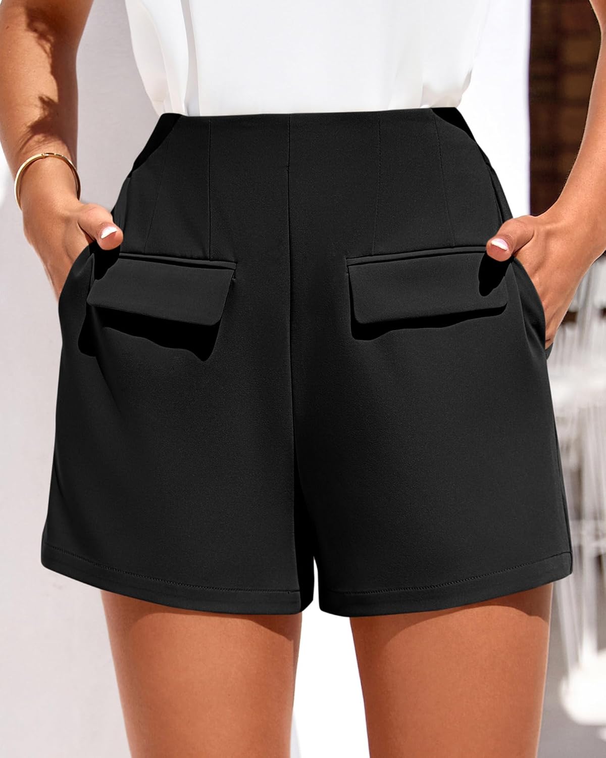 KIRUNDO Shorts for Women Dressy Casual 2026 Summer Elastic High Waisted Wide Leg Suit Tailored Business Work Shorts Pockets - Image 2