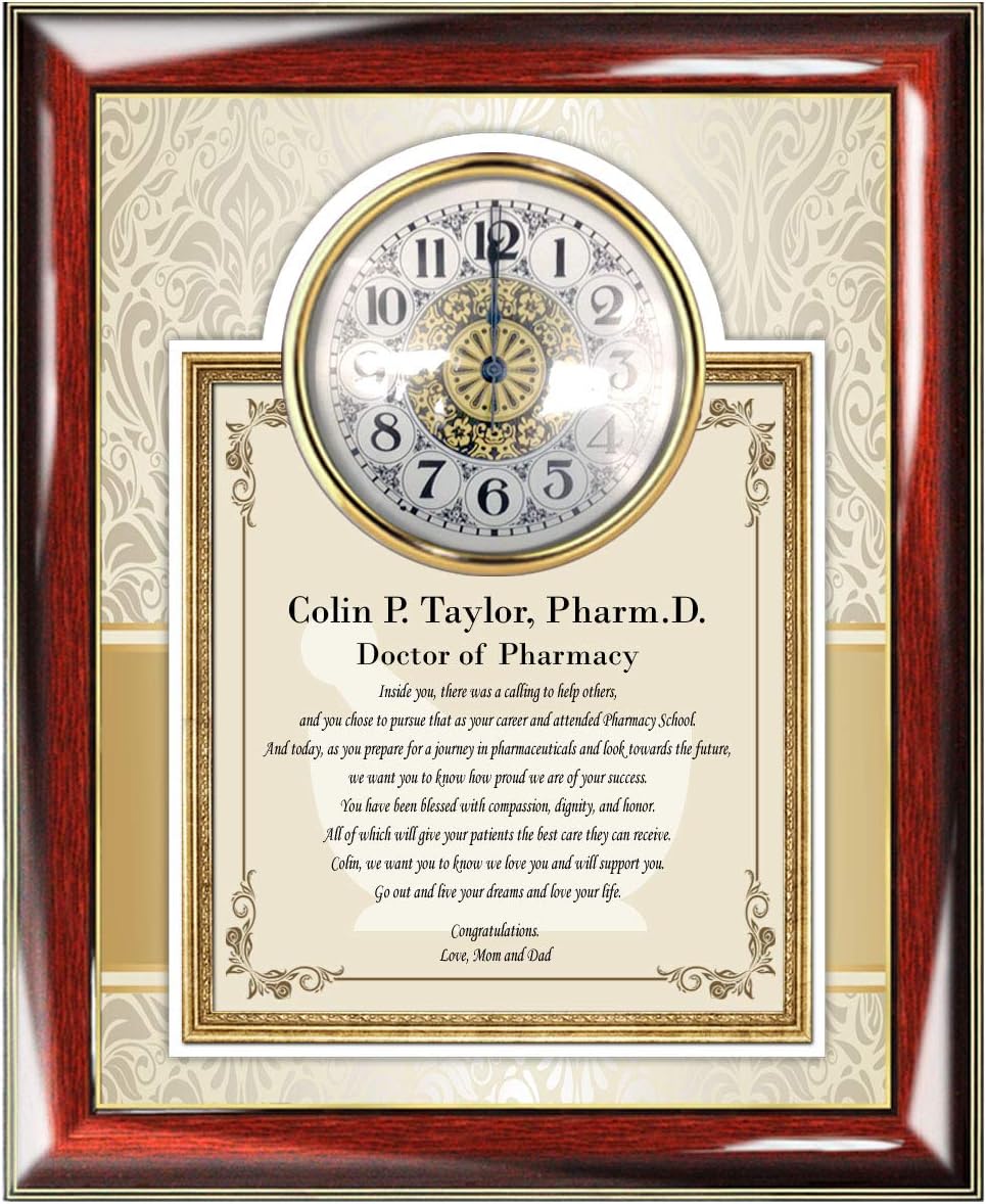 Pharmacy School Graduation Gift Poetry Wall Clock Frame College of Pharmacist Doctor of Pharmacy Graduate PharmD Technician Pharmacy Pharm Tech