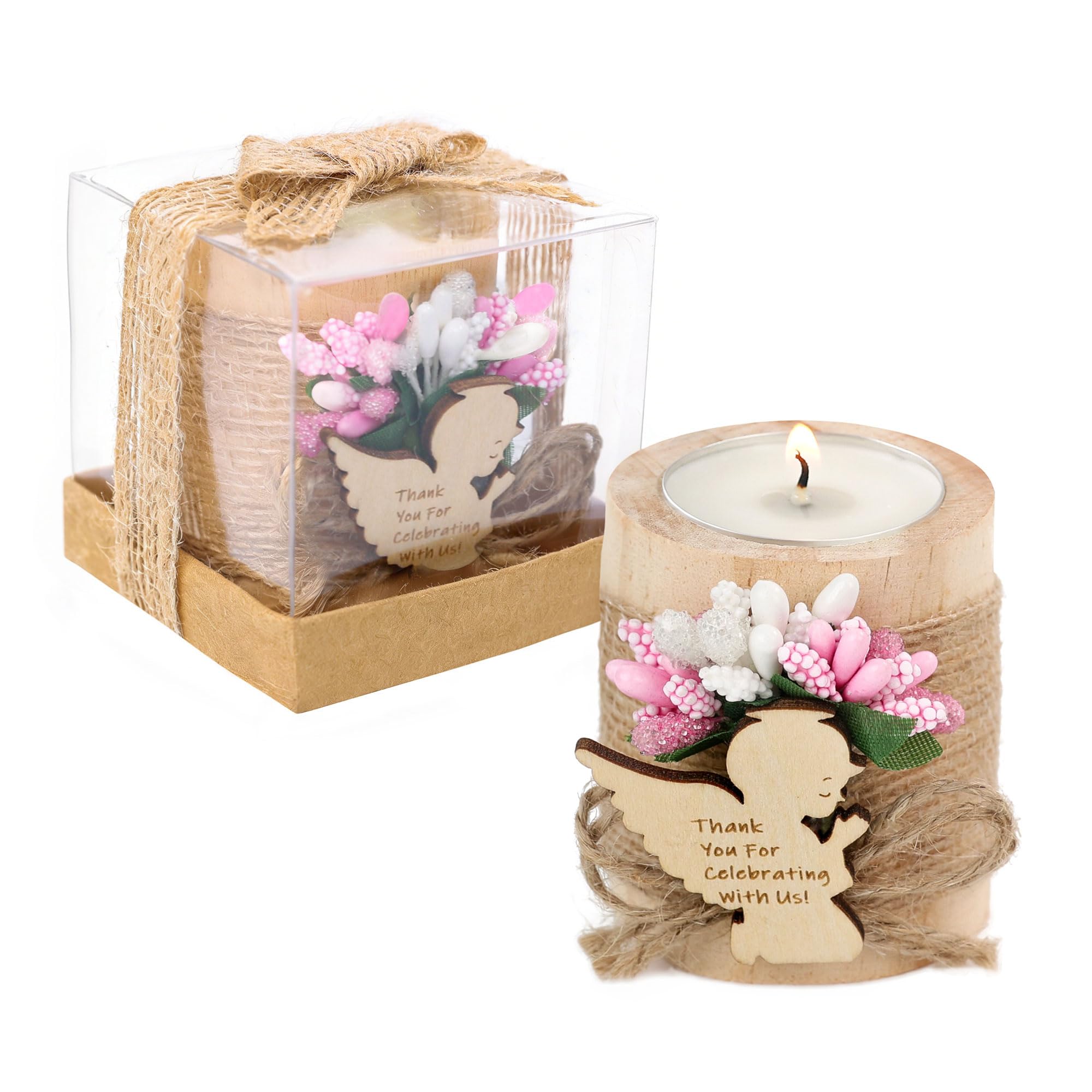 50 Pcs Wooden Tea Candle Holders Girl Baptism Gift Baby Birthday Party Favors Adult Baptism Gender Reveal Guest
