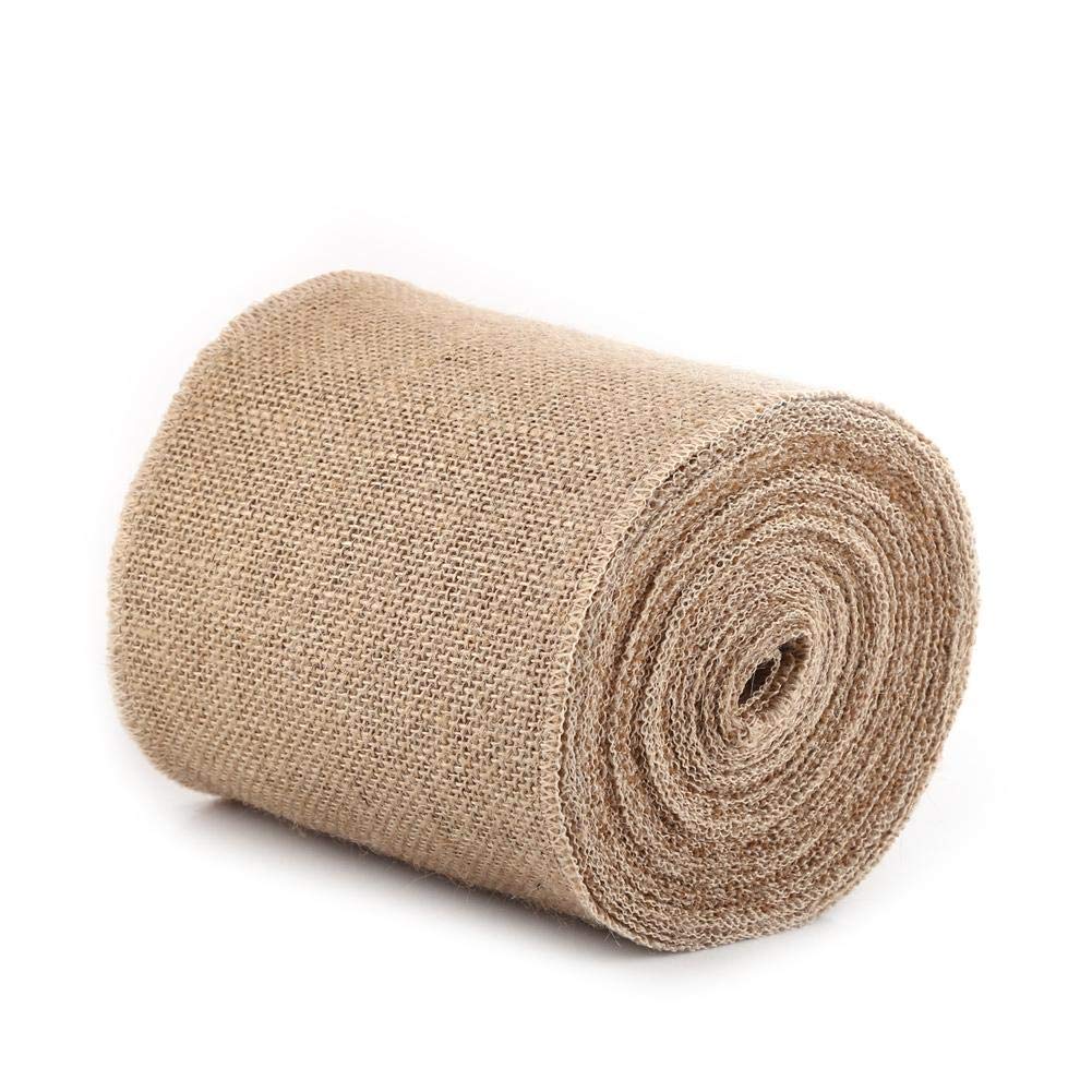 Jacksking Jute Ribbon Roll, 10M Woven Rustic Hessian Jute Burlap Fabric Ribbon Table Runner Wedding Decor Wide Burlap Ribbons Burlap Spool(15cm)