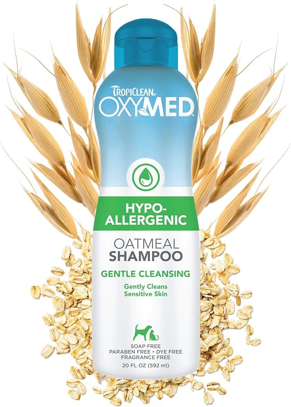 OxyMed Hypoallergenic Dog Shampoo for Allergies and Itching, Skin Soothing Shampoo for Pets with Sensitive Skin, Tearless, Cat Safe, 20oz.