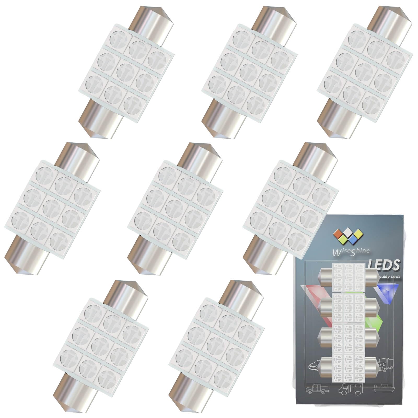 Wiseshine Festoon LED Bulb,6418 LED Bulbs Green 36mm,LED Bulb 6411 6423 DC 12V for Automotive Interior Door Cargo Lights (Pack 8)