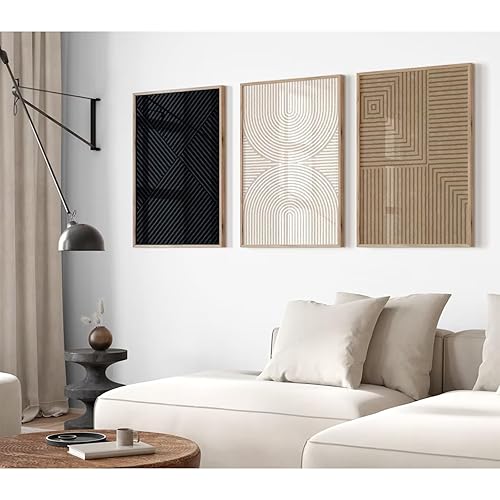 Abstract Modern Wall Decor Art Set of 3 Boho Neutral