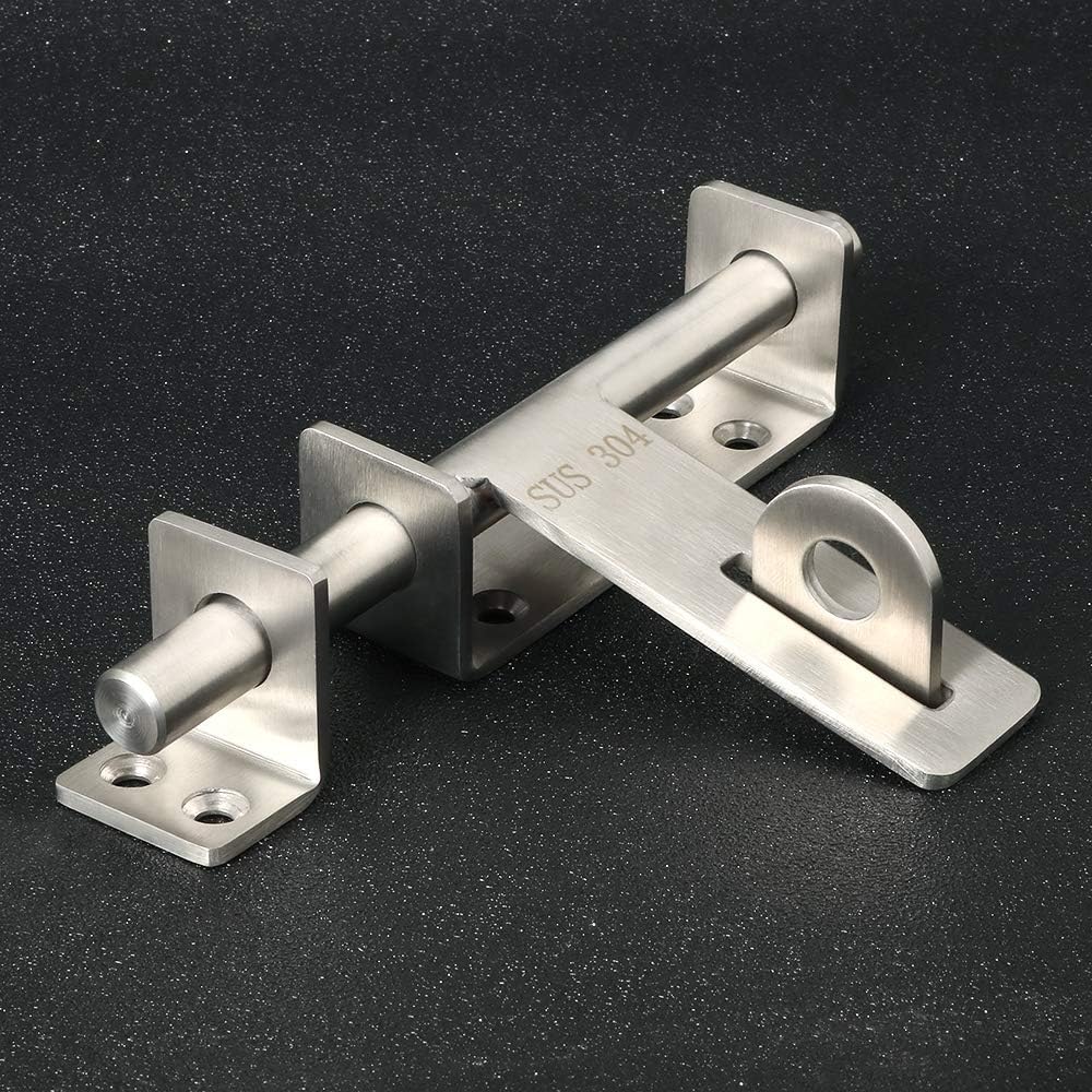 Padlock Latch,Lock for Bedroom Door,Gate Latch for Wooden Gates Garden Gate Lock Heavy Duty 304 Stainless Steel Solid Door Bolt 160MM Length(Brushed)