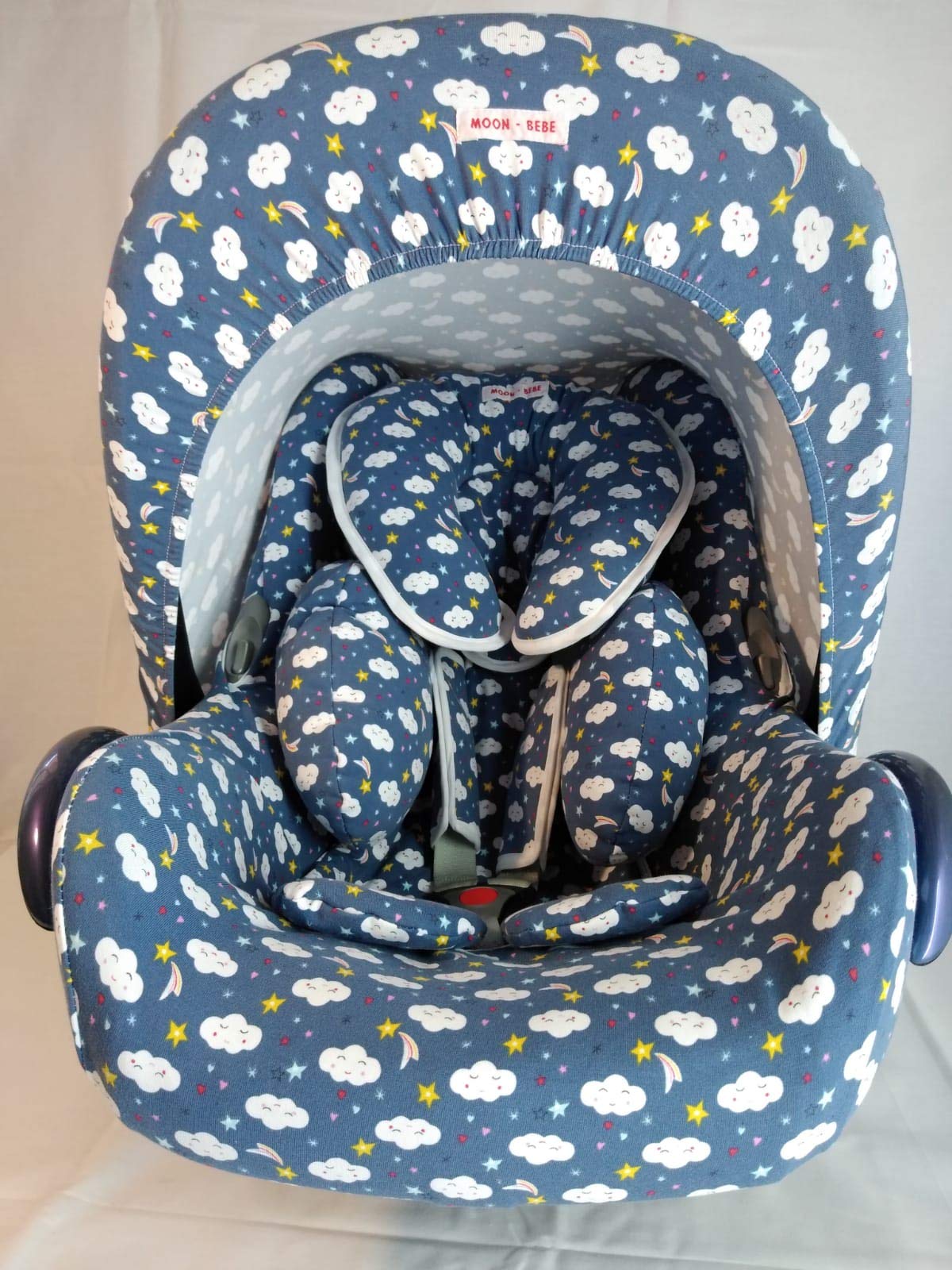 MOON-BEBE ridutore antialergico uneversal maxi cosi seggiolino auto e a piedi (BLU)
