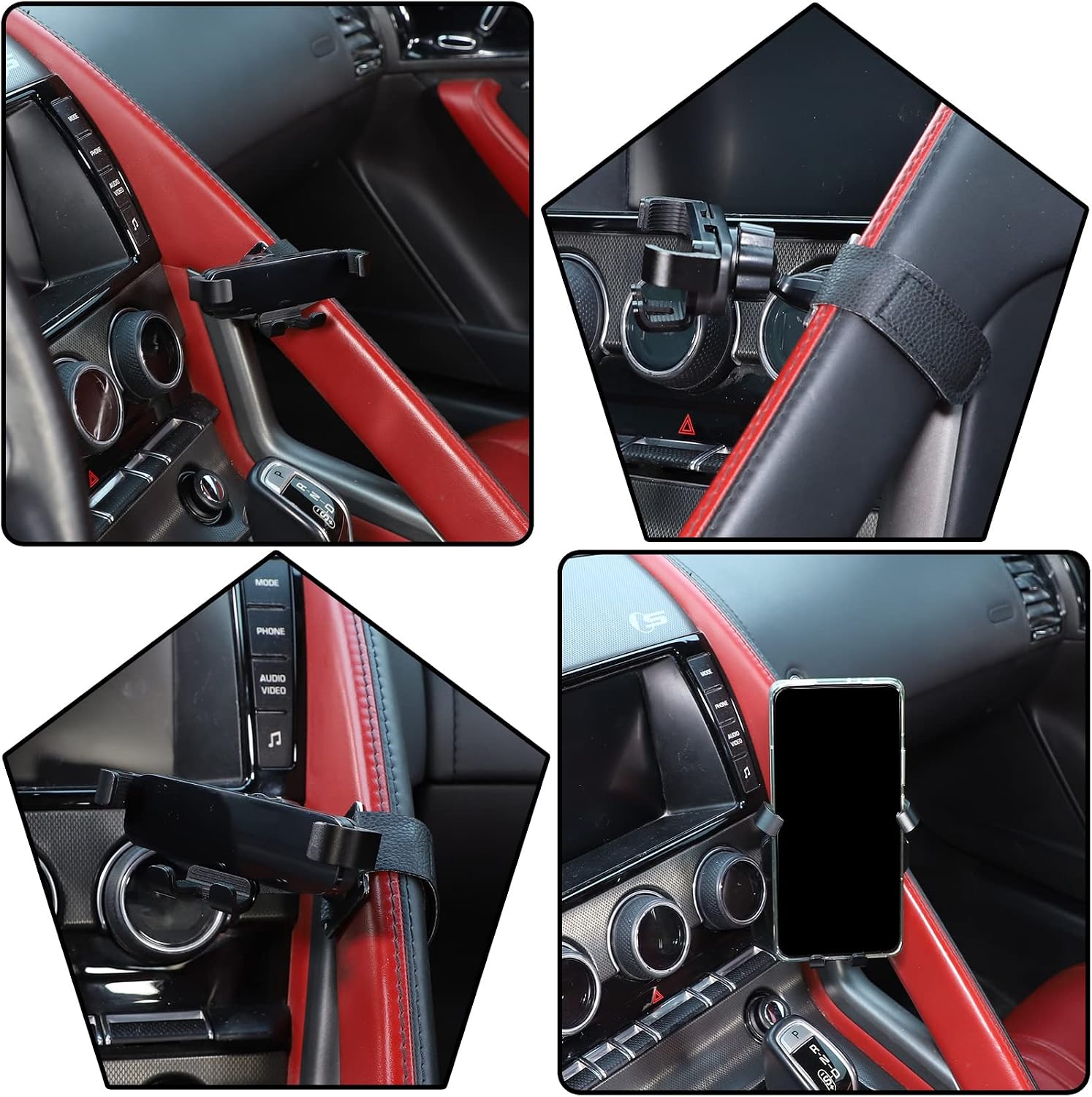 HAPPYHORSE Car Phone Mount Compatible with Jaguar F-Type 2013-2026,Center Console Mobile Phone Bracket Phone Holder Phone Mount with Self-Adhesive Base Accessories (Style A)