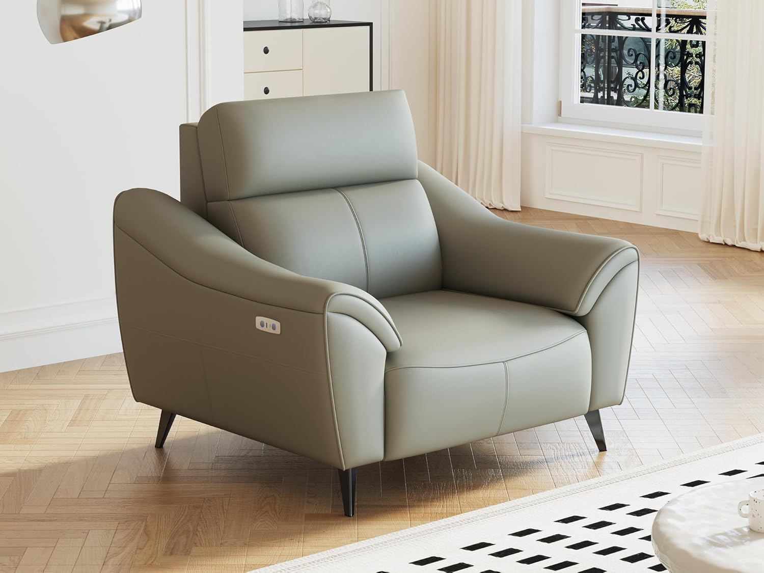 Zero Wall Recliner, 24 Inch Wide Compact Electric Recliner with Quiet Motor & Lumbar Support - Choose Valencia Orange or Premium Grey