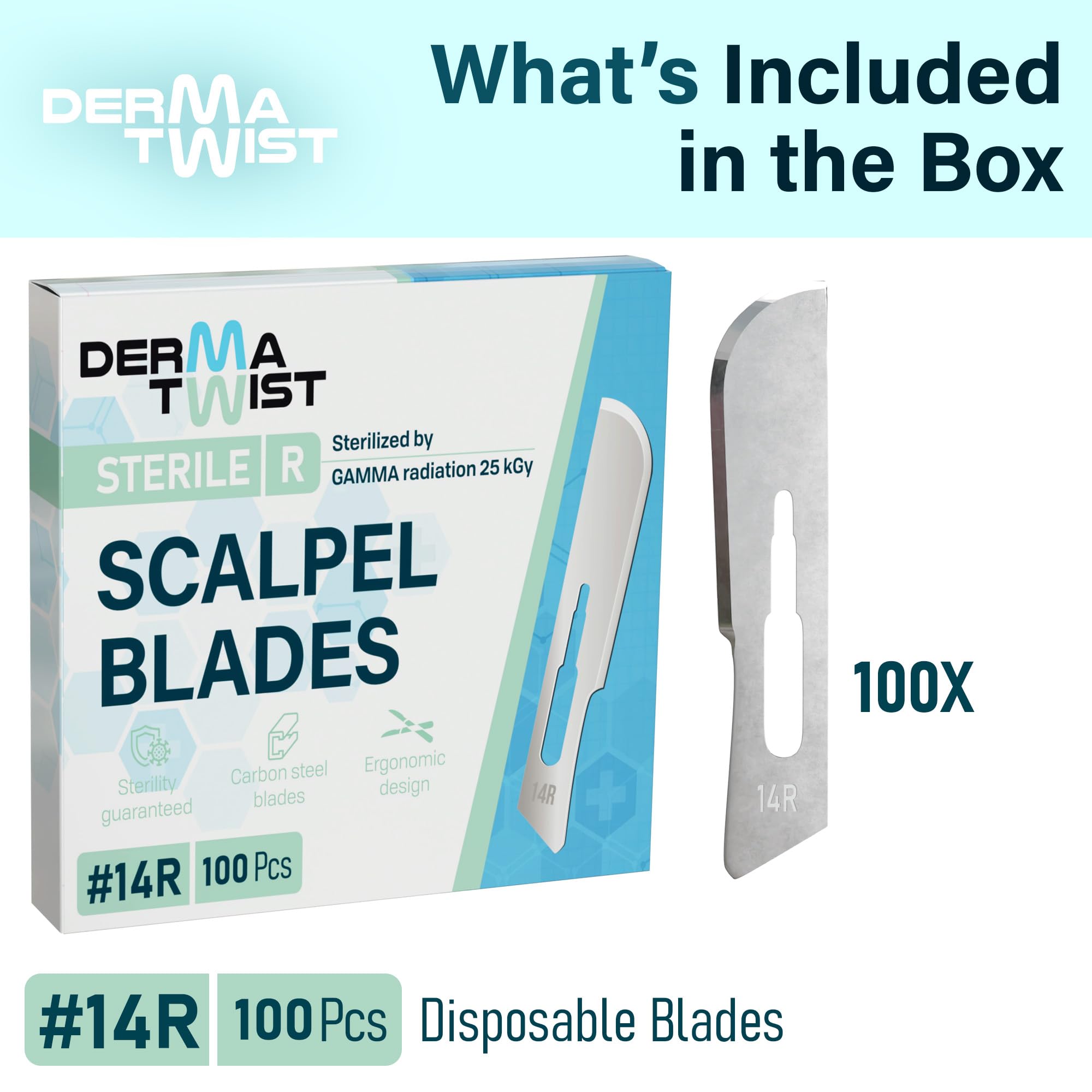 DermaTwist 14R Dermaplane Blades & #3 Scalpel Handle Professional Dermaplaning Tool for Face with Pack of 100 14R Dermaplane Blades & Stainless Steel #3 Scalpel Handle product thumbnail 7