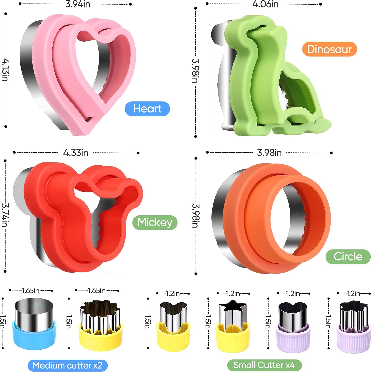 Sandwich Cutter and Sealer with Storage Case, Sandwich Maker, 24 Pcs Crustless Sandwich Cutters for Kids Lunch & Bento Box Accessories, Decruster Sandwich Maker Bread Cookie Cutters for Kids