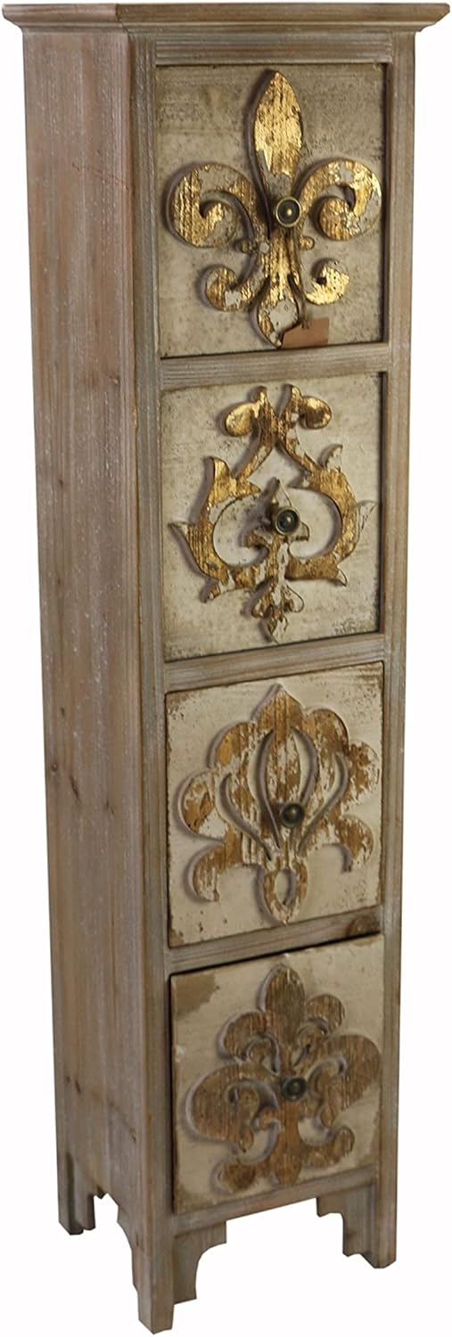 Jeco Fleur-de-Lis Design Wood-Effect Cabinet