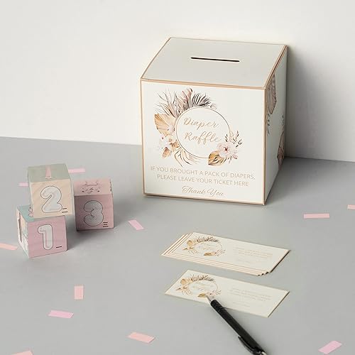 Miniatura 5 de 50 boletos para sorteo de pañales para baby shower, juegos de baby shower, decoraciones bohemias para baby shower, caja de rifa de pañales para baby