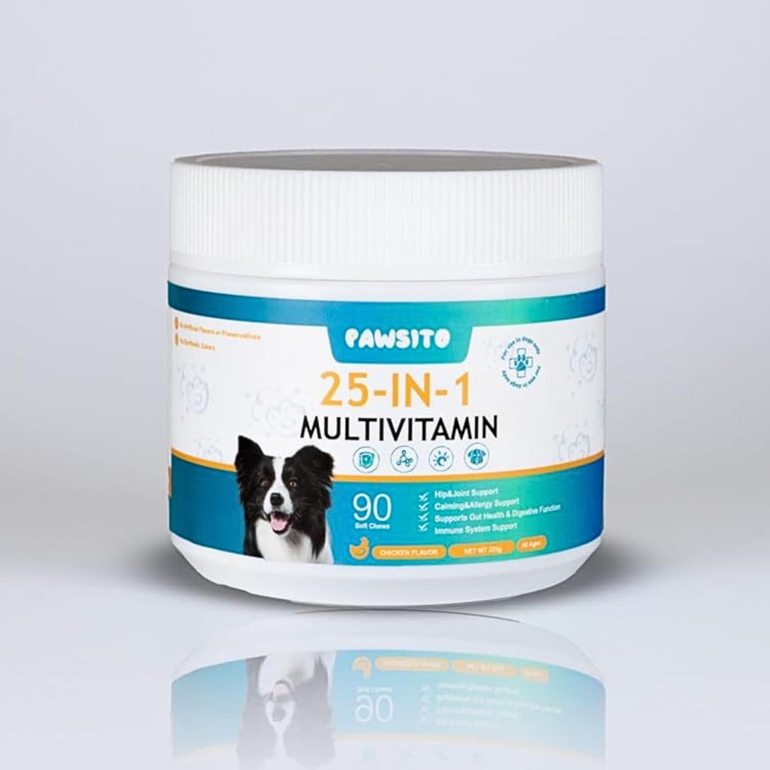 Dog Multivitamin Chews – 25-in-1 Daily Complete Nutrition Soft Chews with Vitamins, Minerals, Probiotics, Salmon Oil & Digestive Enzymes for Overall Wellness