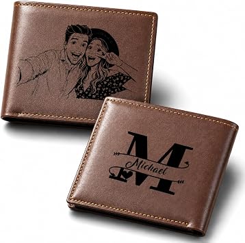 YESCUSTOM Fathers Day Gift for Husband Custom Wallet for Men Engraved Photo Personalized Leather Wallet for Men Customized Wallets Birthday Gift for Dad Men Husband from Daughter Son