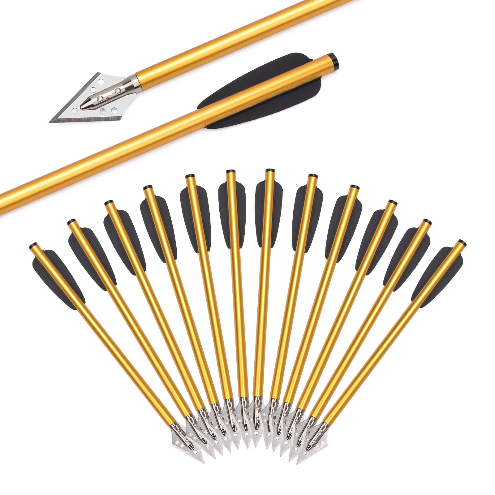 NIKA ARCHERY Boulon d'arbalète 6.3" Aluminium avec tête Large pour Pistolet 50-80 LBS