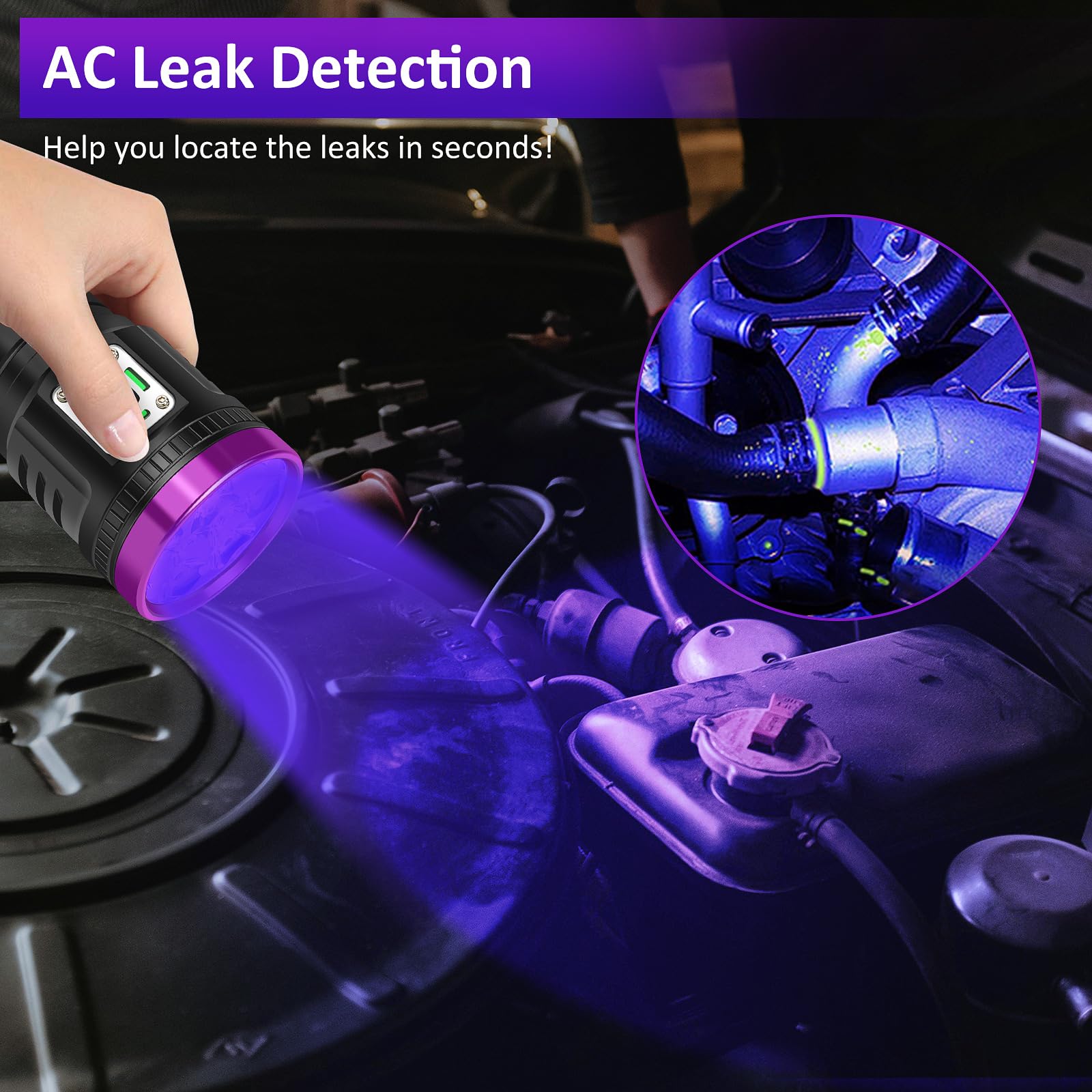LUXNOVAQ 45W UV Torch USB Rechargeable Blacklight Torch Powerful - Image 4