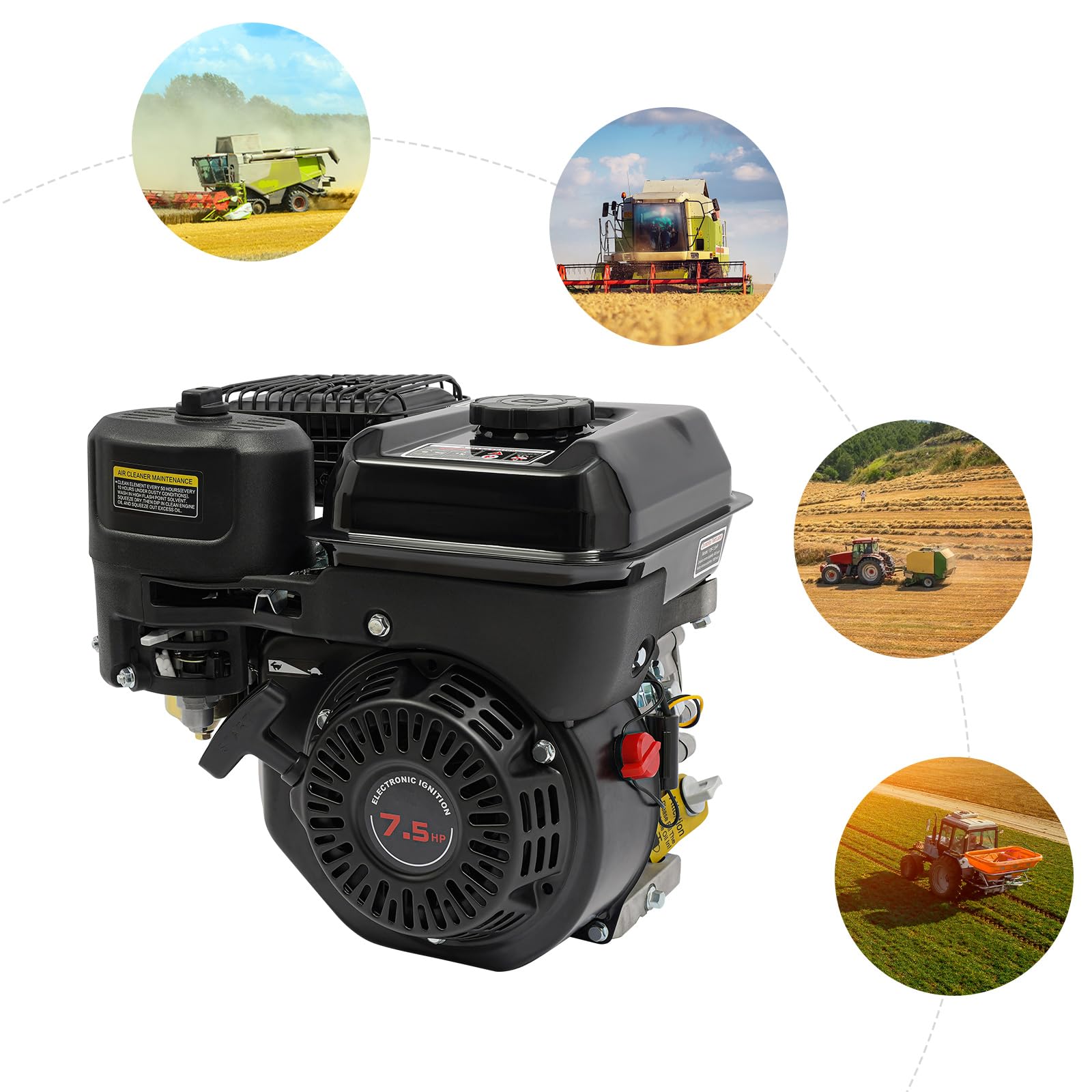 Motore a benzina a 4 tempi 7.5 CV 212 cm³ Motore Portatile Per Go-Kart Falciatrice Generatore di corrente Quad-Motore Attrezzature agricole Macchine Industriali Consumo di carburante efficiente