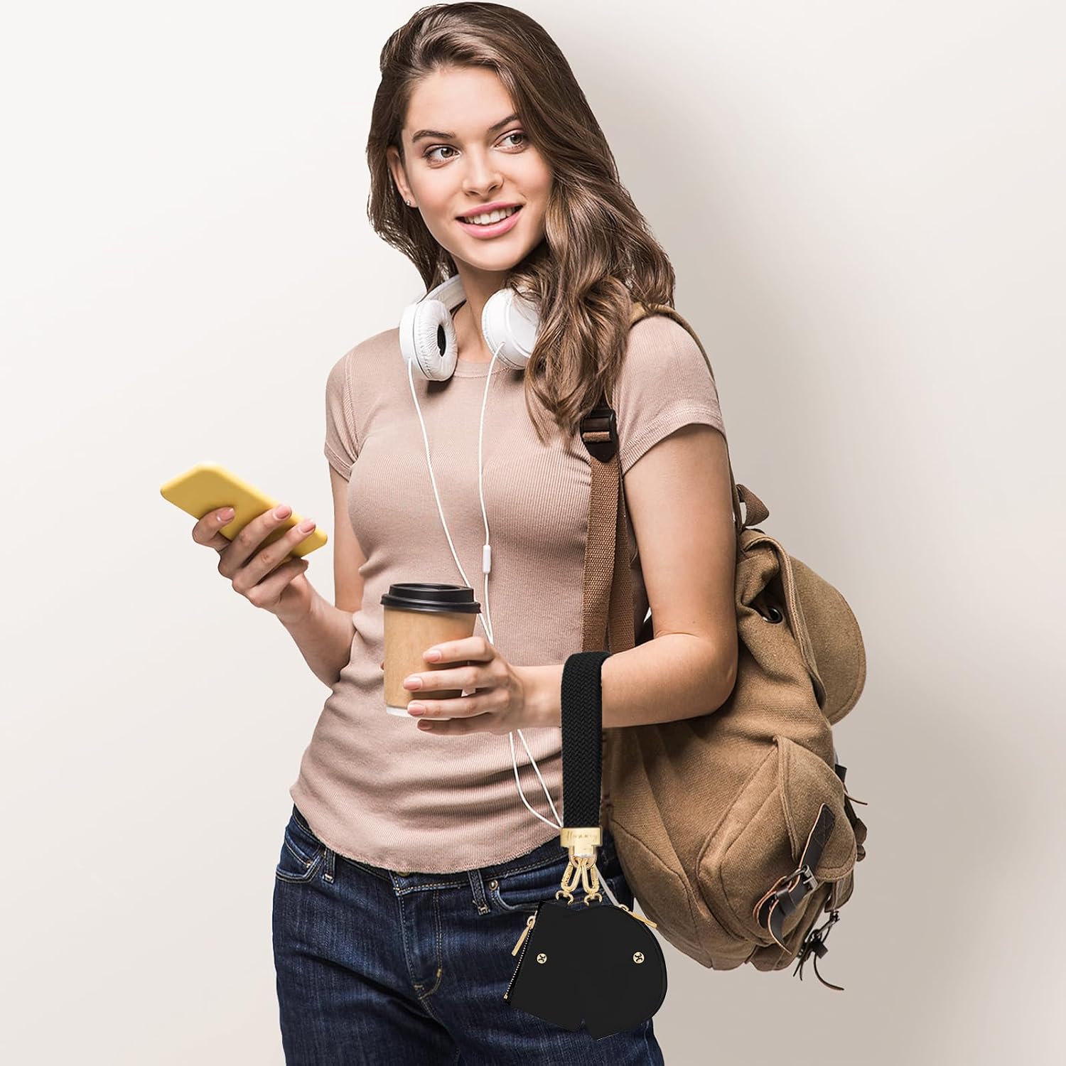 Keychain Wallet, Detachable Dual Pouch Wristlet Wallets for Women Men, Portable Mini Zip Around Small Wallet Coin Purse - Image 2