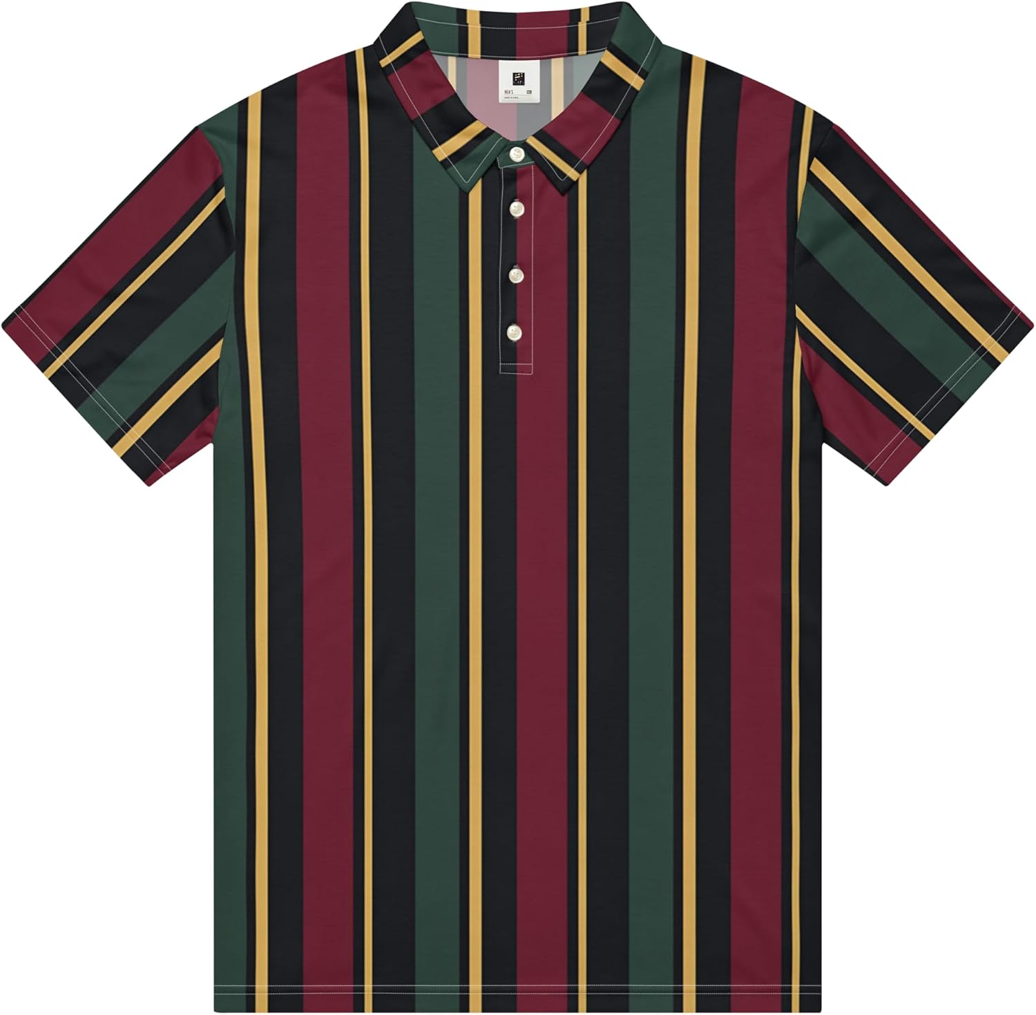 Men's Slim Fit Polo Shirt - Lightweight Stretchy Jersey Short Sleeve Golf Shirt with White Buttons