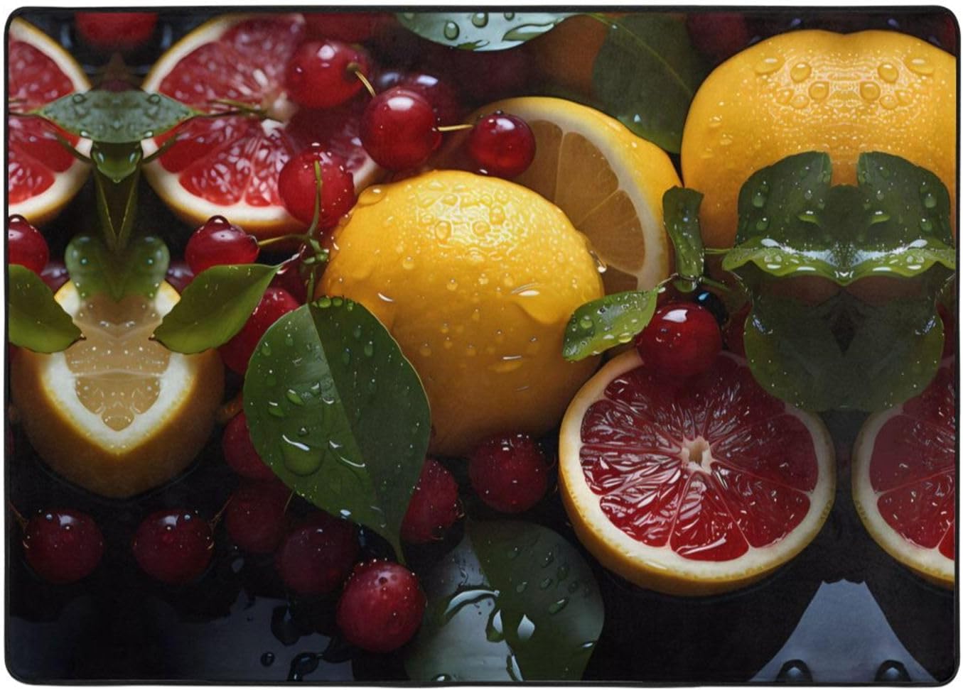 Fresh Grapefruit Lemon Printed Flannel Floor mat 80x58 inches for Bedroom, Living Room, Study Room Decorative Carpet