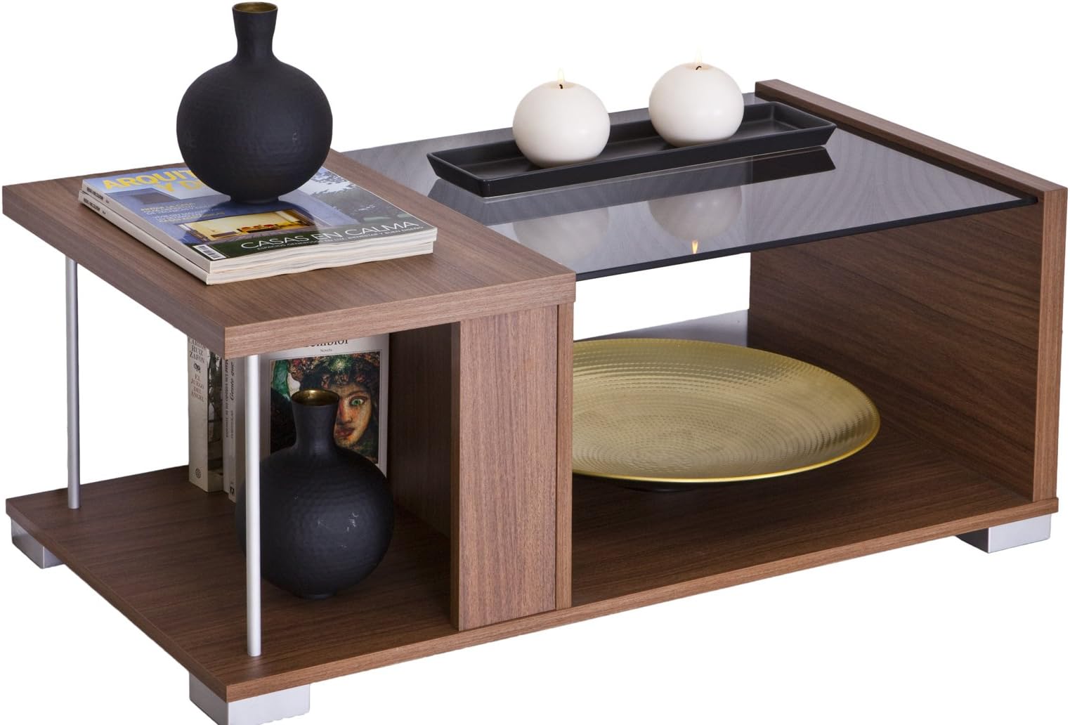 Intradisa 236 - Coffee table modern design, 38 x 92 x 5 cm, walnut color