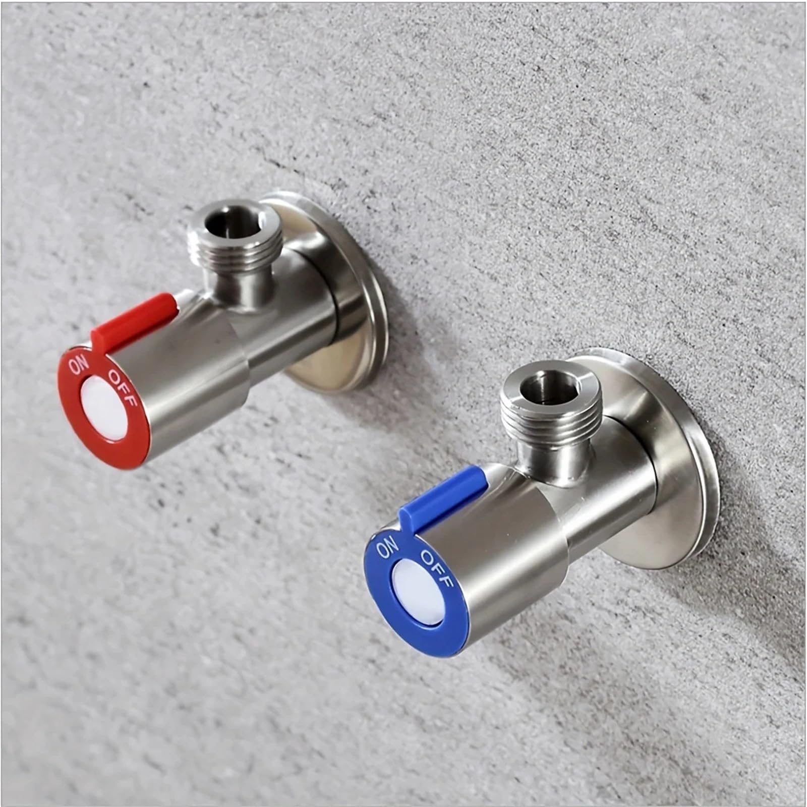 Válvula de ángulo for grifo, válvula frío y caliente acero inoxidable, parada agua for inodoro, interruptor triangular, 2 uds para bafieras y duchas(Red)