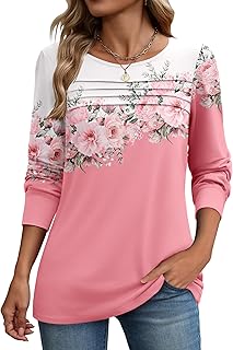 Camisas de manga larga para mujer, estilo casual, para otoño, a la moda, plisadas, con cuello redondo, túnica para el trabajo