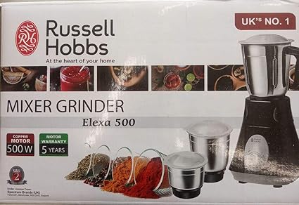 Russell Hobbs Mixer Grinder (Elexa500) CopperMotor/5Yrs Warranty