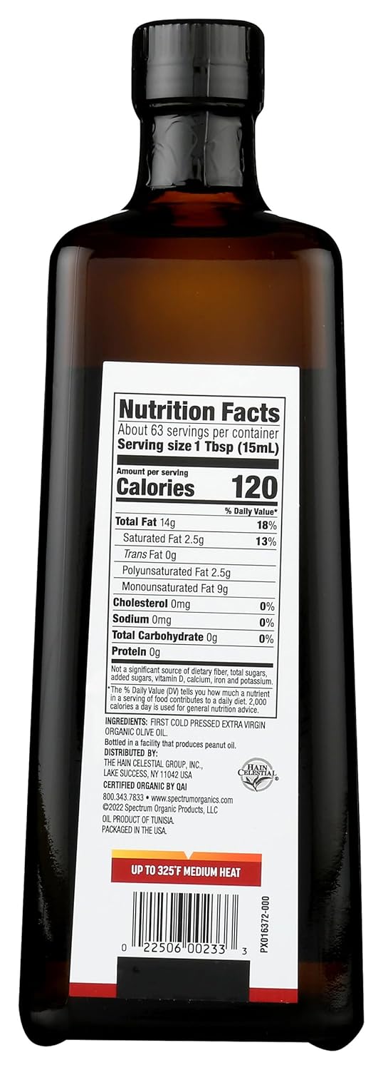 Spectrum Organic Mediterranean Extra Virgin Olive Oil, 33.8 Oz