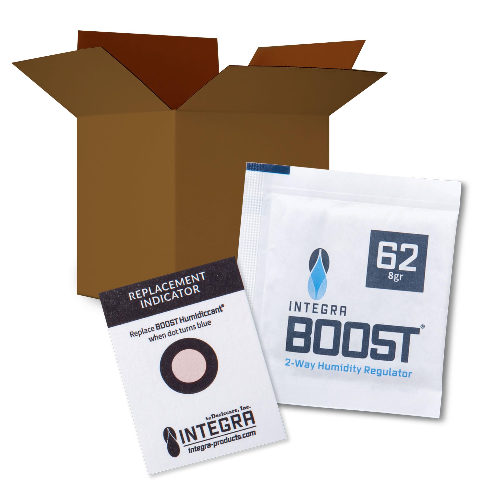 62% RH 2-Way Humidity Control Packs - 8 Gram Size With Indicator Cards, For Food Storage & Herbs (Pack Of 300)