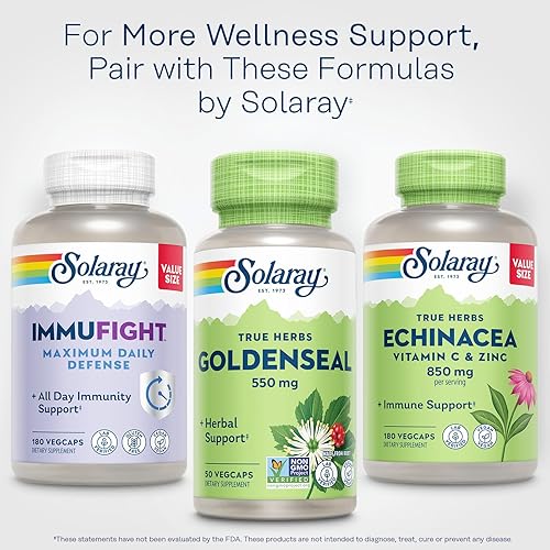 Miniatura 6 de SOLARAY Goldenseal Root 550mg  Digestión saludable, función inmunológica y apoyo respiratorio  Raíz entera  Sin OMG, vegano y verificado en