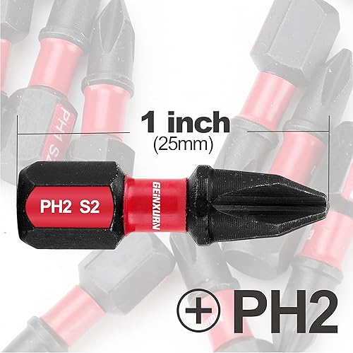 Miniatura 3 de Impact Tough #2 Phillips - Juego de puntas de destornillador de 1 pulgada, paquete de 30 puntas de destornillador PH2 a granel